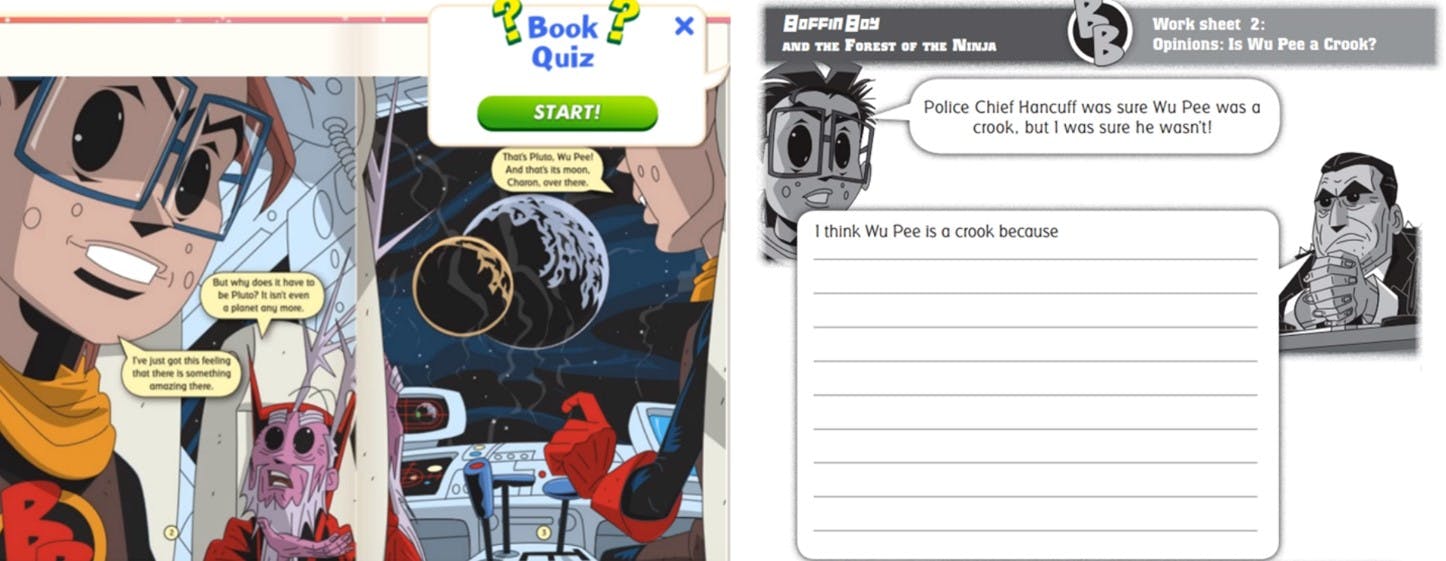 Hi-Lo books in Reading Eggs Library with end-of-book quizzes & worksheets