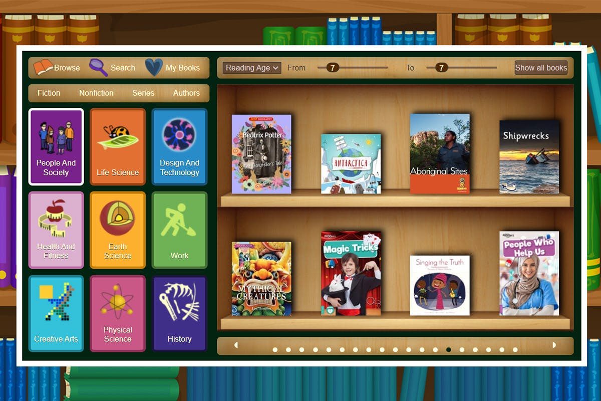 The ABC Reading Eggs Library contains online children’s books across a wide range of subject areas
