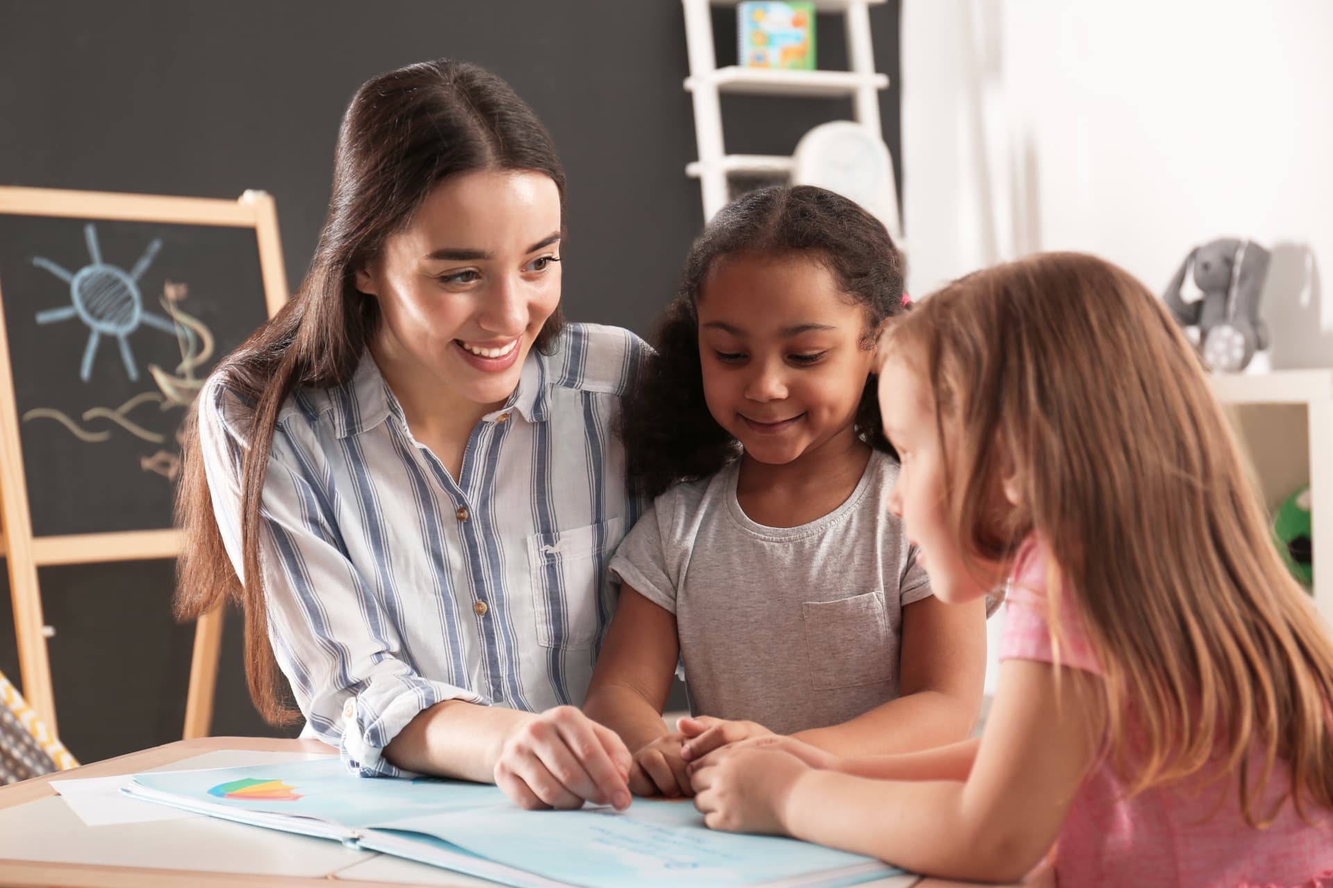 Teacher with students