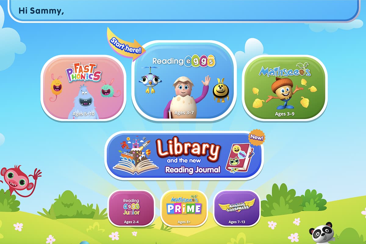 screenshot of the programs in the ABC Reading Eggs student area
