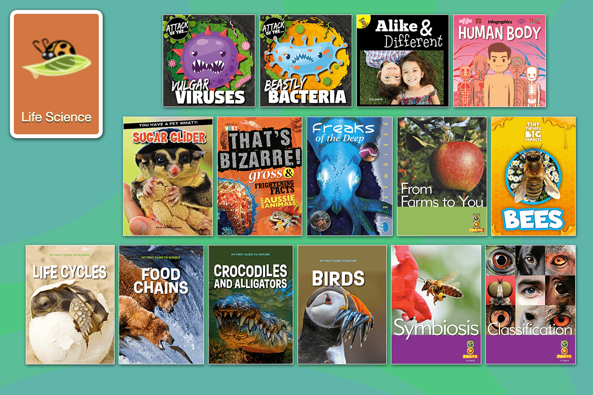 Examples of the Life Science nonfiction books for kids in the ABC Reading Eggs Library