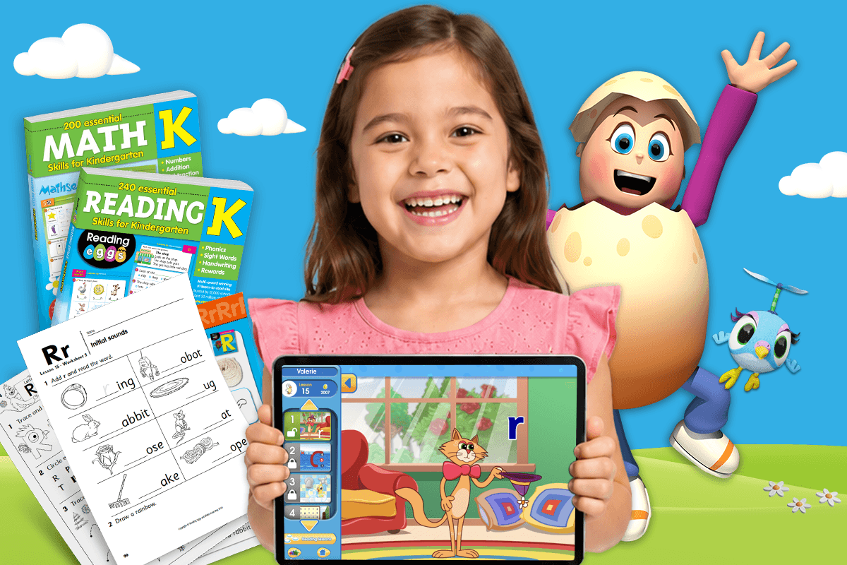 examples of how ABC Reading Eggs offers blended learning with a choice of online and offline materials