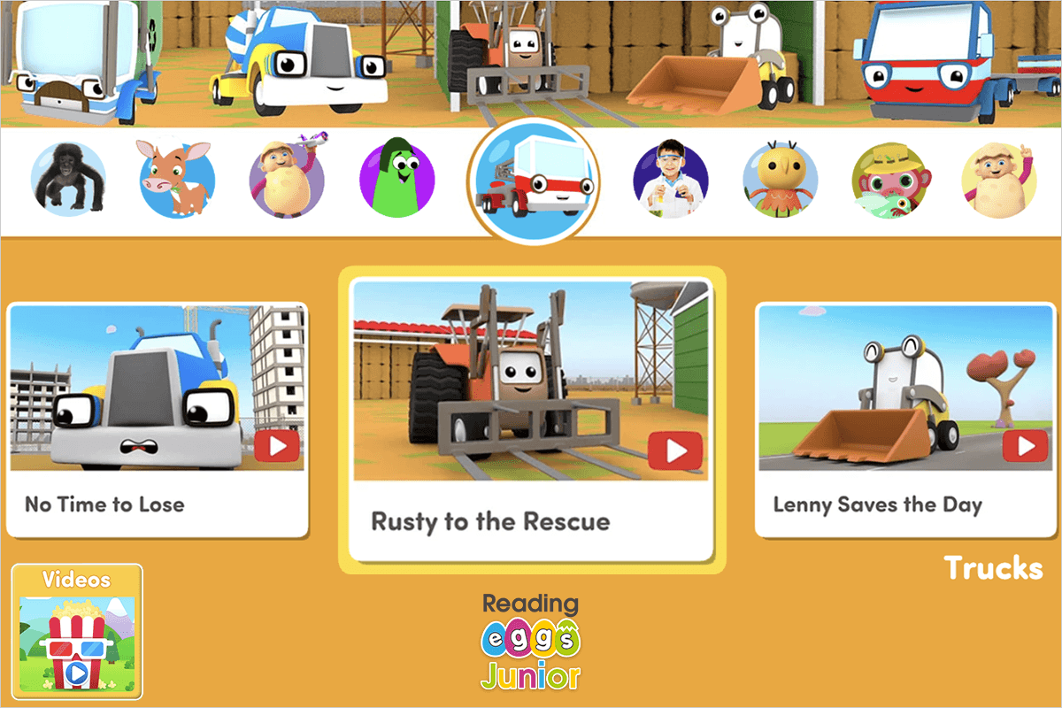 The Trucks video series in ABC Reading Eggs Junior promotes cooperation skills, teamwork and problem-solving