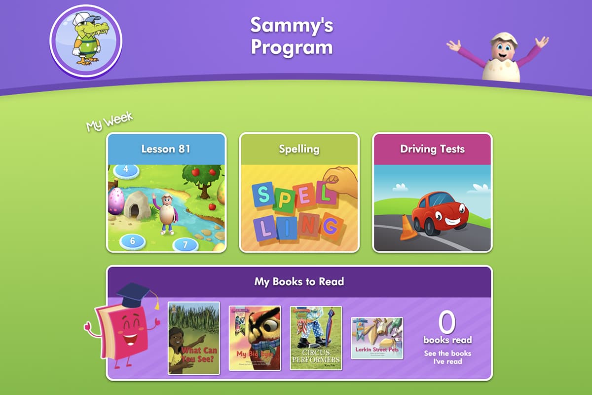 Screenshot of a personalised learning program in ABC Reading Eggs