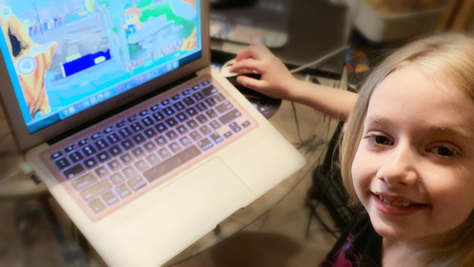 Seven year old school girl with ADHD learning with ABC Reading Eggs online program.