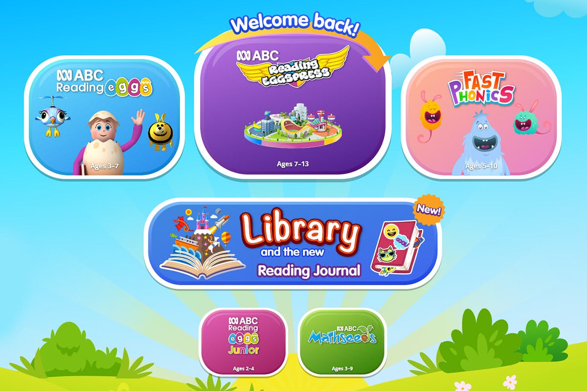 Screenshot of the four reading programs in ABC Reading Eggs