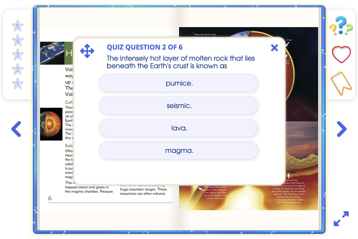 Example of a comprehension quiz in ABC Reading Eggs’ nonfiction books