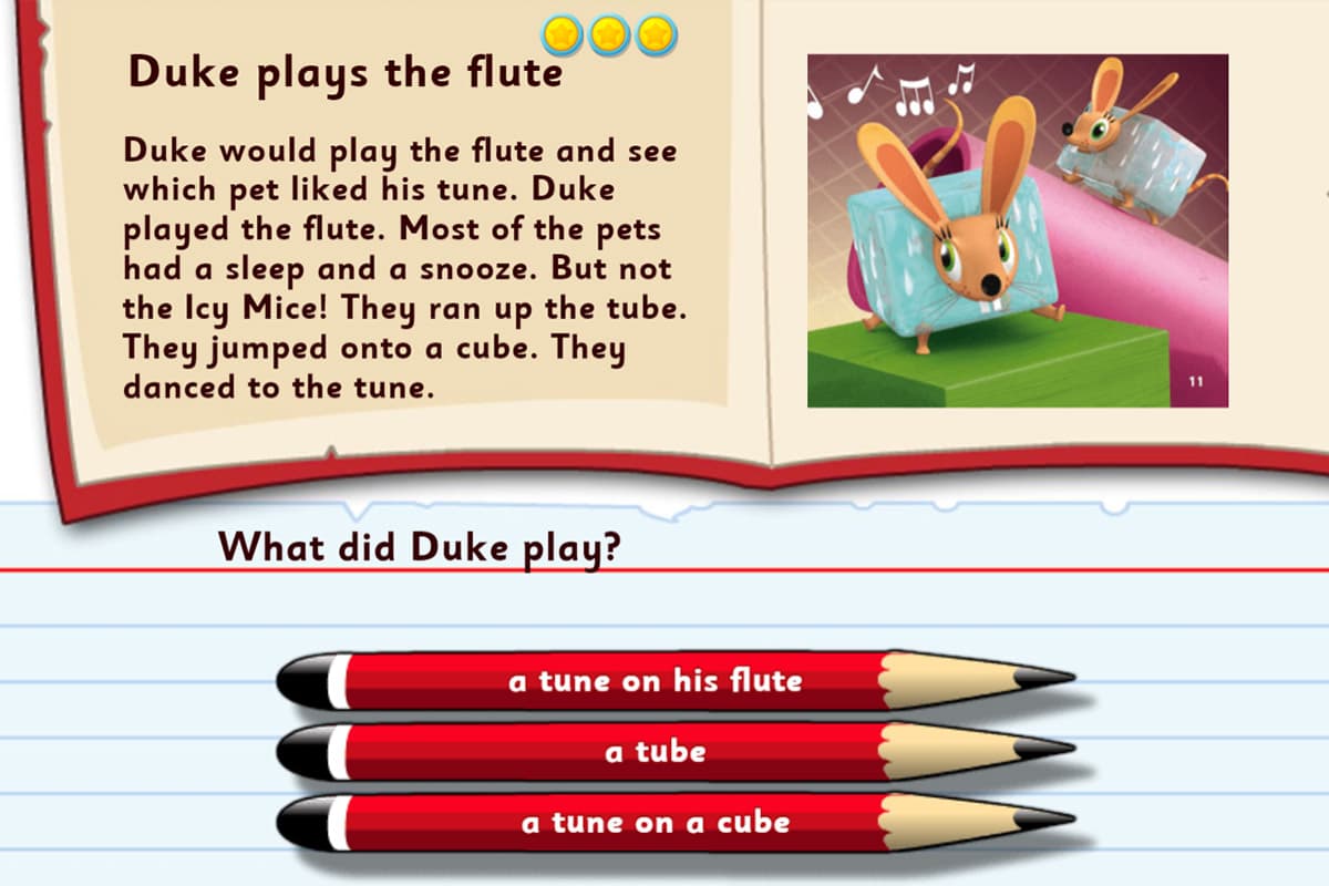 reading comprehension quiz in ABC Reading Eggs