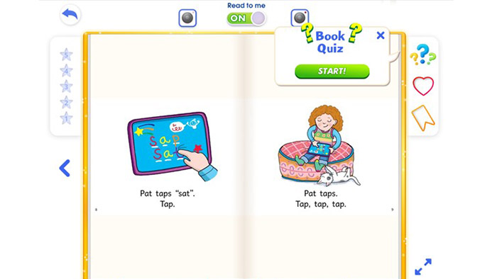 End of book quiz in a Reading Eggs online book
