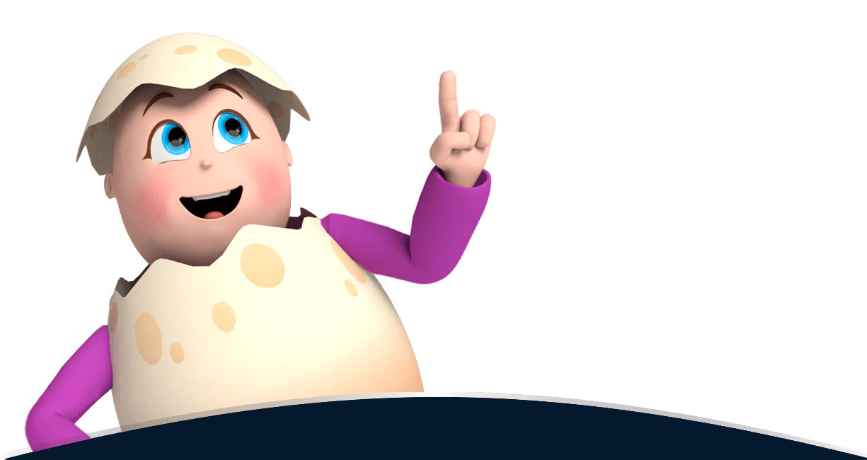 Reading Eggs Reggie pointing up