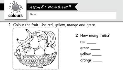 Preschool worksheet maths colours